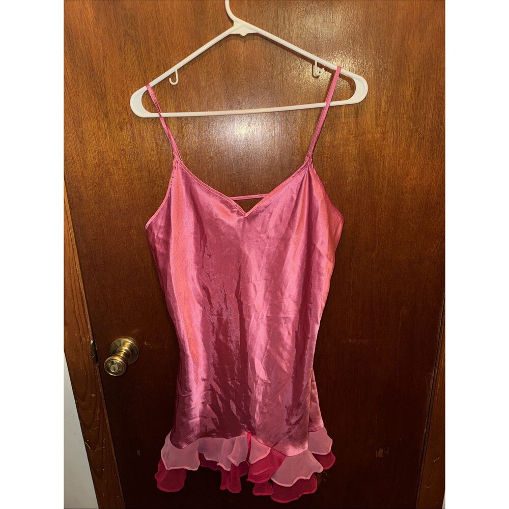 VTG Jones New York Womens Pink Satin Slip Dress Size XL Coquette